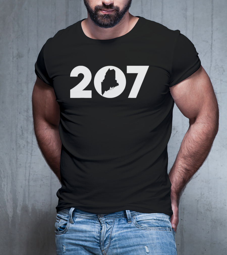 207 Maine Map Inside Area Code Pride T-Shirt