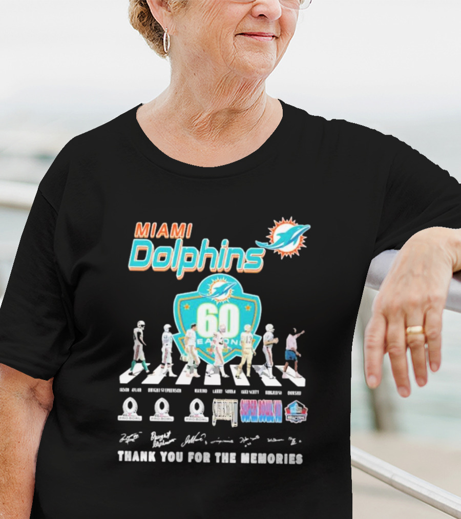 Miami Dolphins 60 Seasons Thank You For The Memories T-Shirt