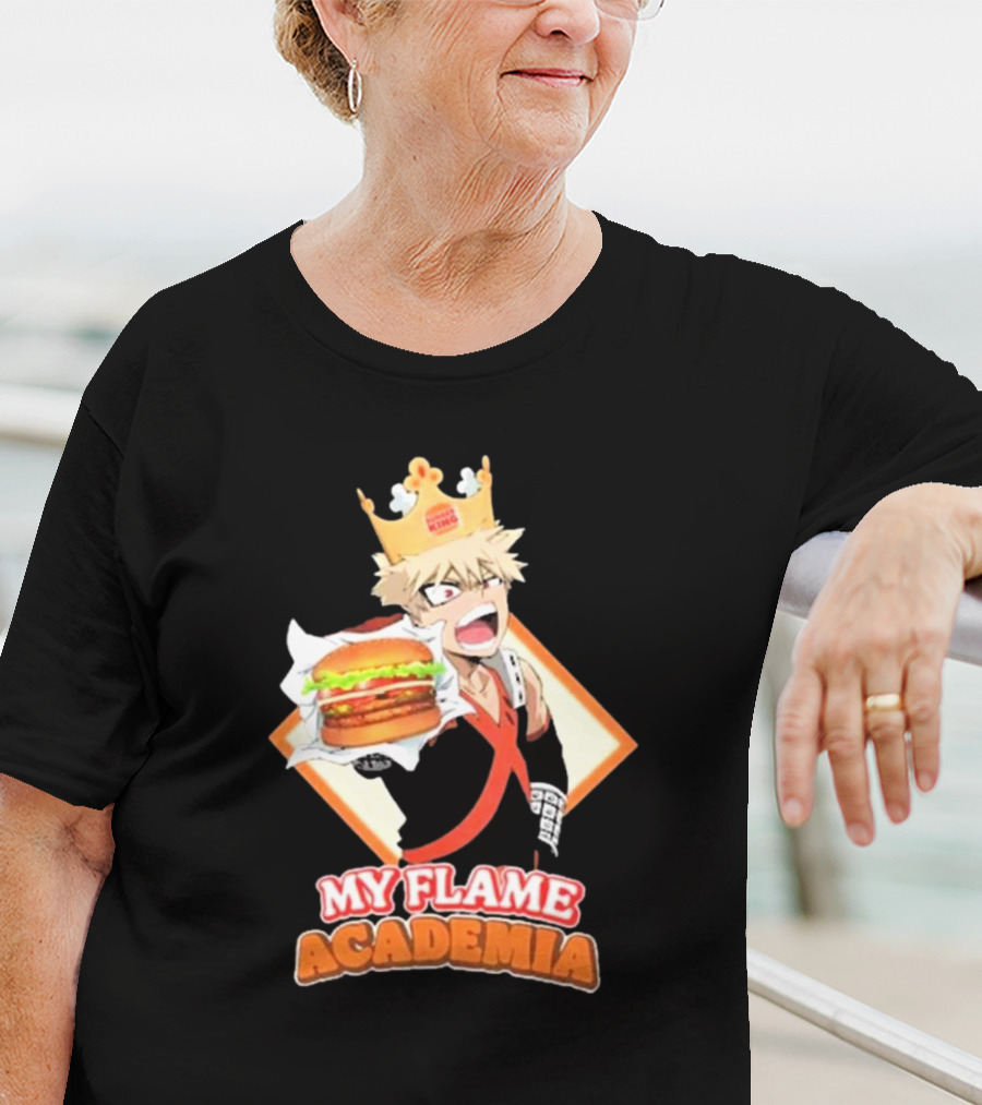 Bakugou Burger King My Flame Academia Jumbo Burger Crown Fusion T-Shirt