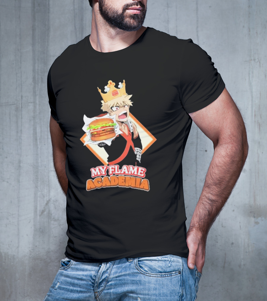 Bakugou Burger King My Flame Academia Jumbo Burger Crown Fusion T-Shirt