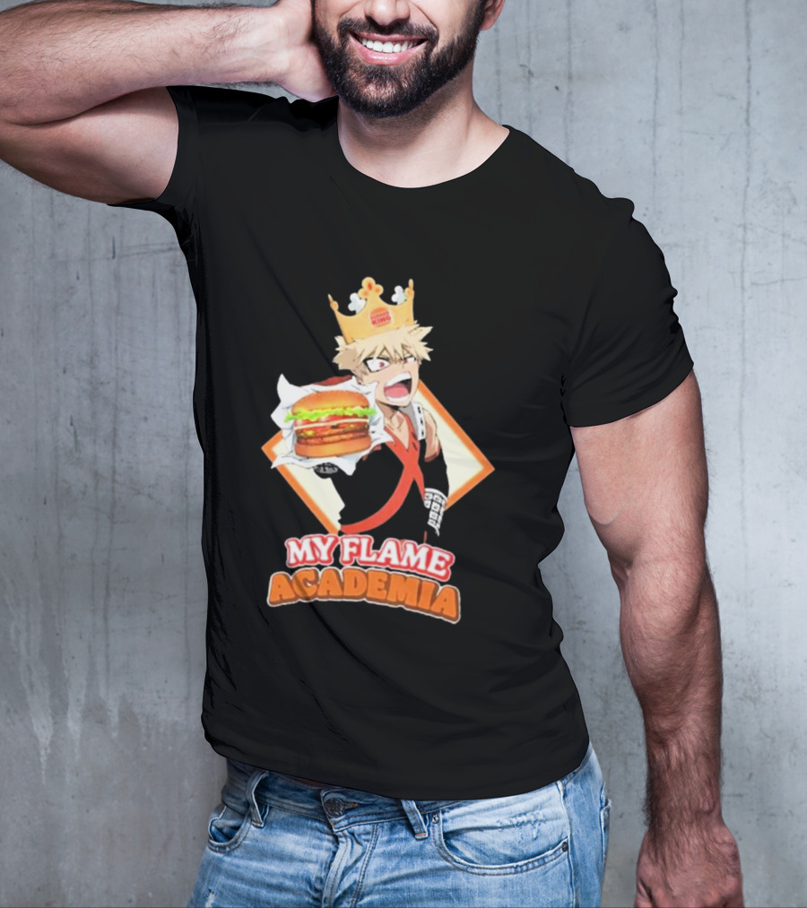 Bakugou Burger King My Flame Academia Jumbo Burger Crown Fusion T-Shirt