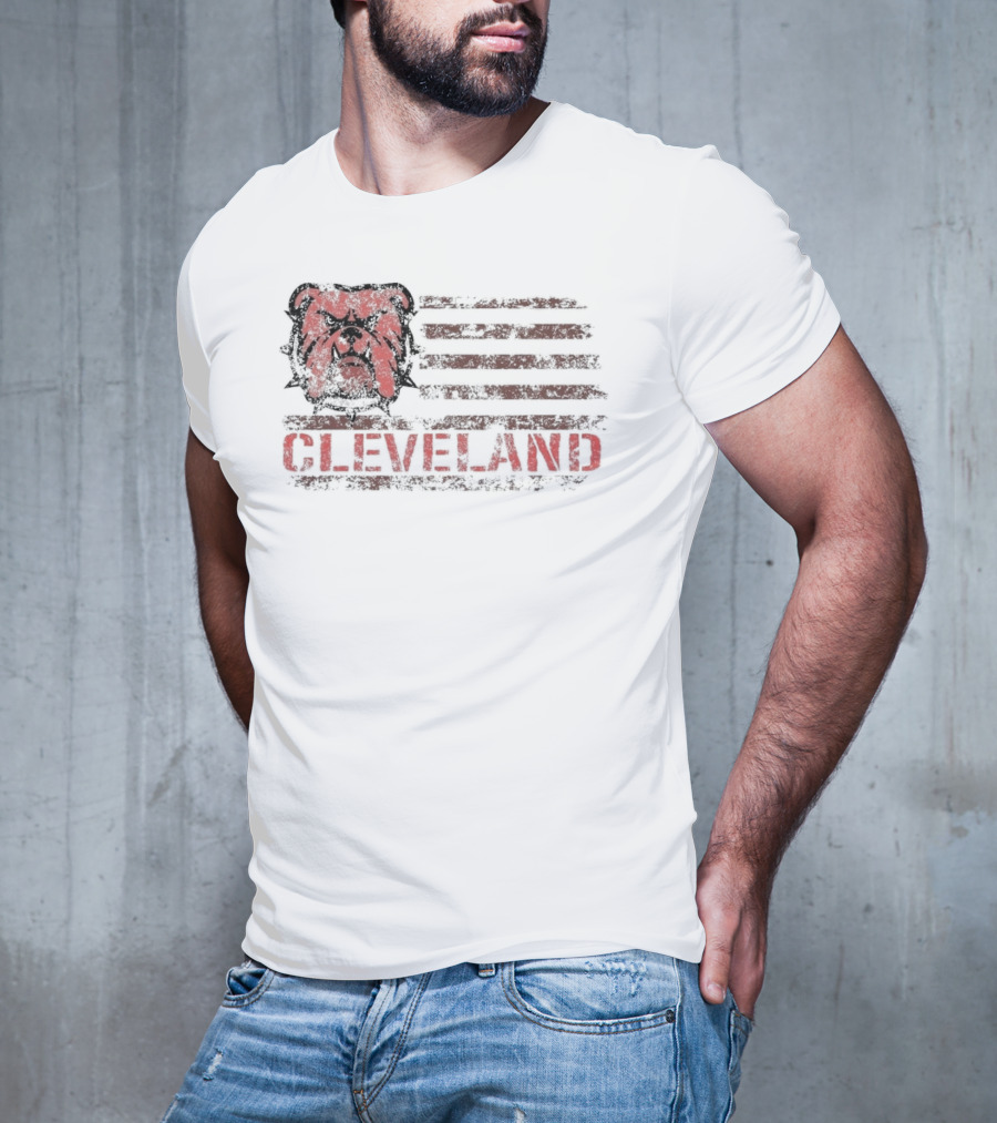 Cleveland Ohio Retro Vintage Classic Patriotic Bulldog Flag T-Shirt