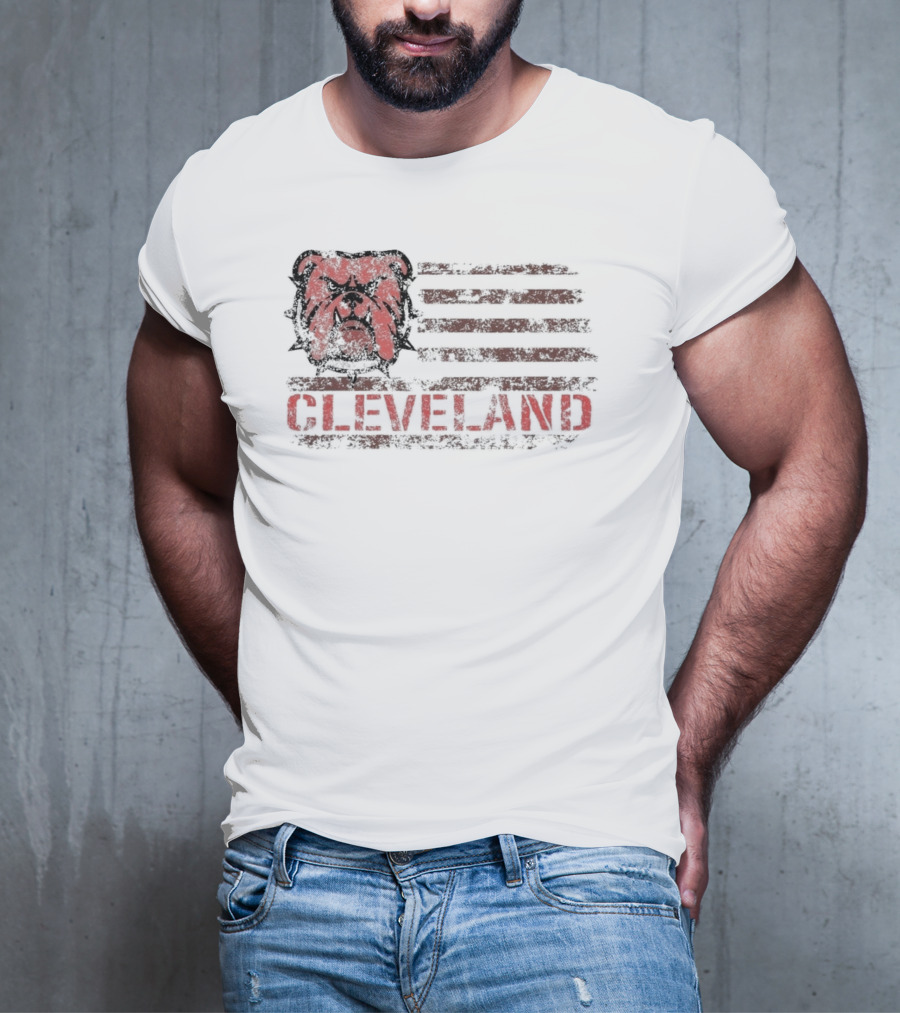 Cleveland Ohio Retro Vintage Classic Patriotic Bulldog Flag T-Shirt