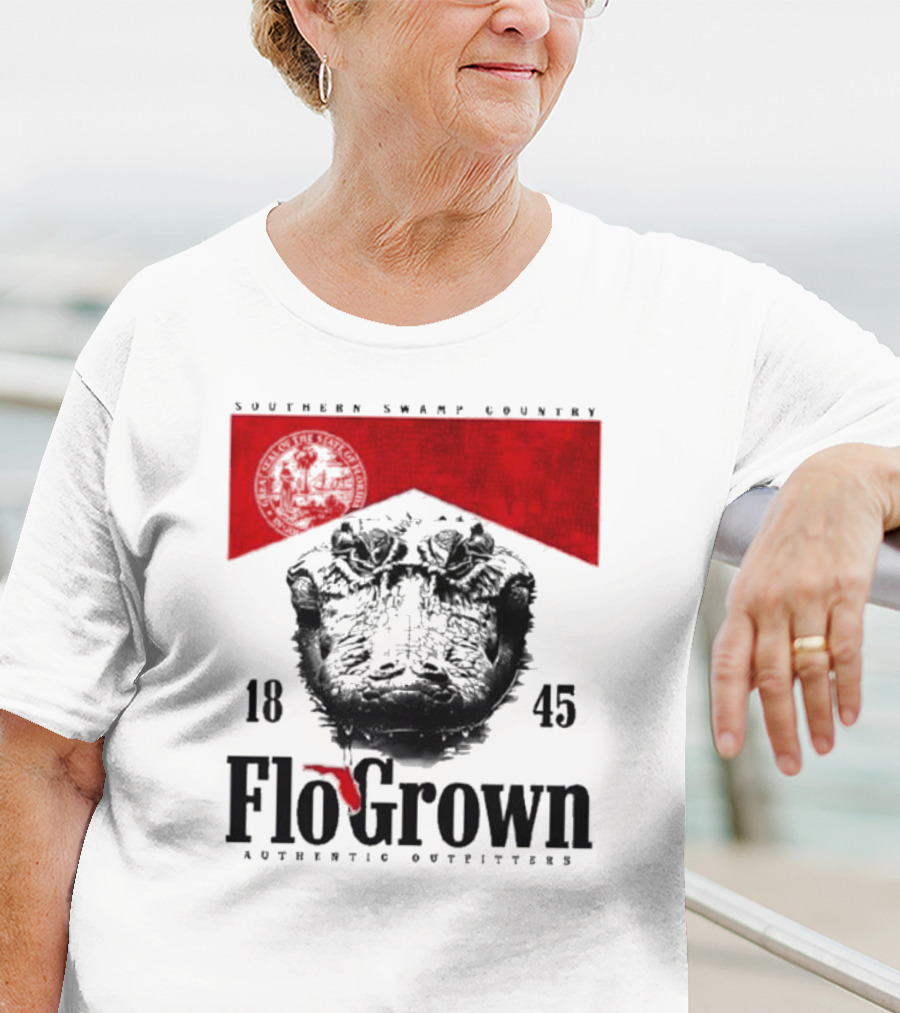 FloGrown Southern Swamp Country 1845 Authentic Outfitters With Florida Map T-Shirt