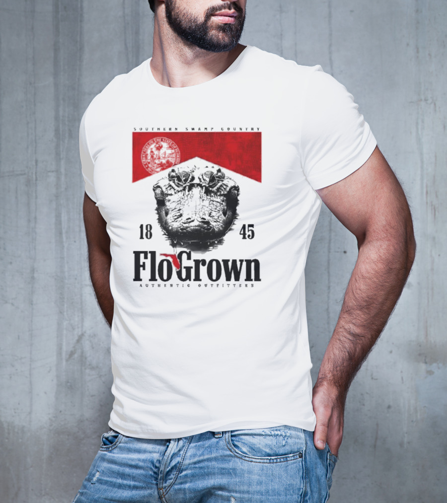 FloGrown Southern Swamp Country 1845 Authentic Outfitters With Florida Map T-Shirt