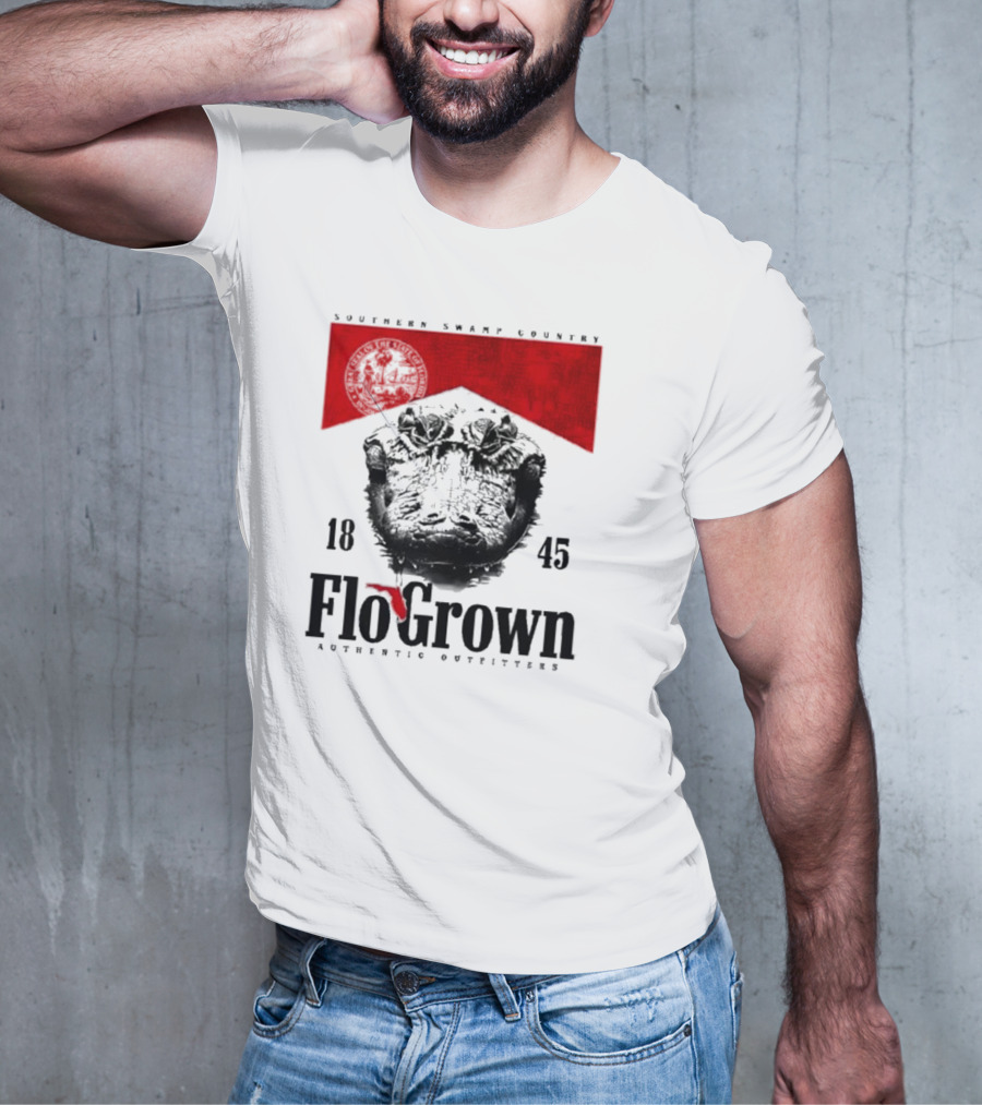 FloGrown Southern Swamp Country 1845 Authentic Outfitters With Florida Map T-Shirt