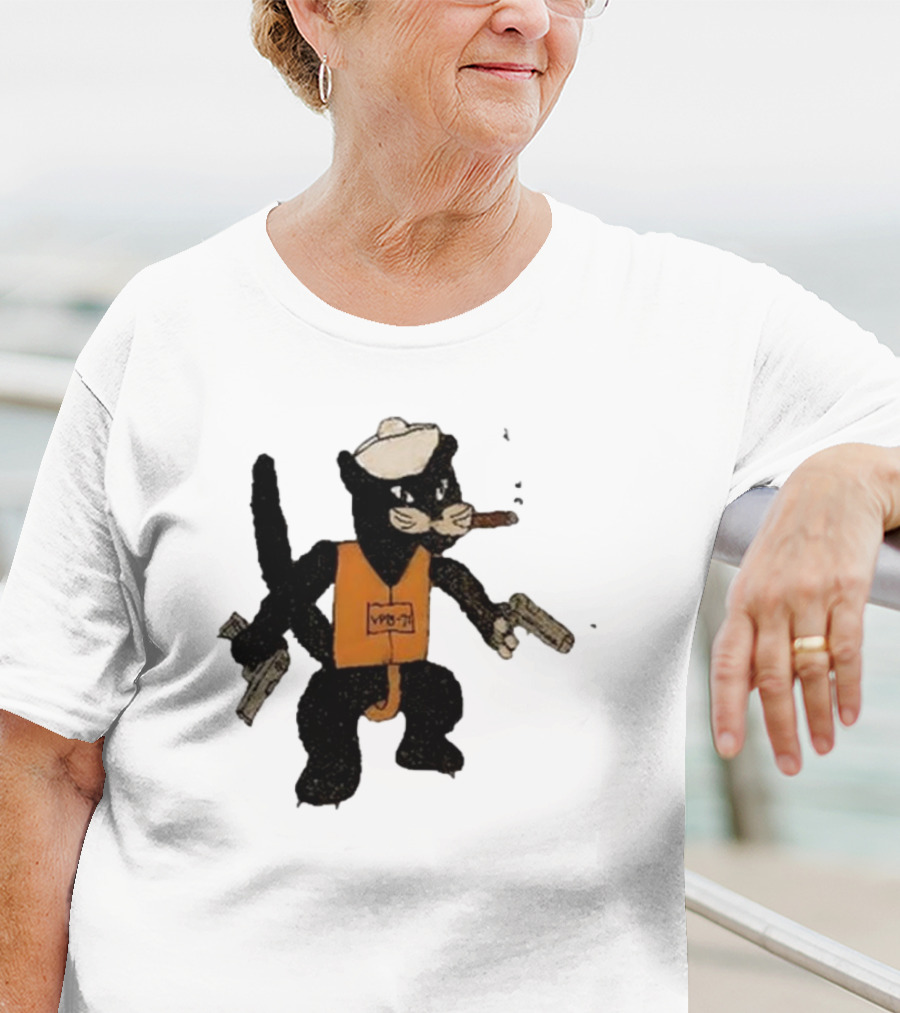 Dylan Cease's Cat Patrol Squadron VPB-71 Vintage Cartoon Panther With Guns And Cigar T-Shirt