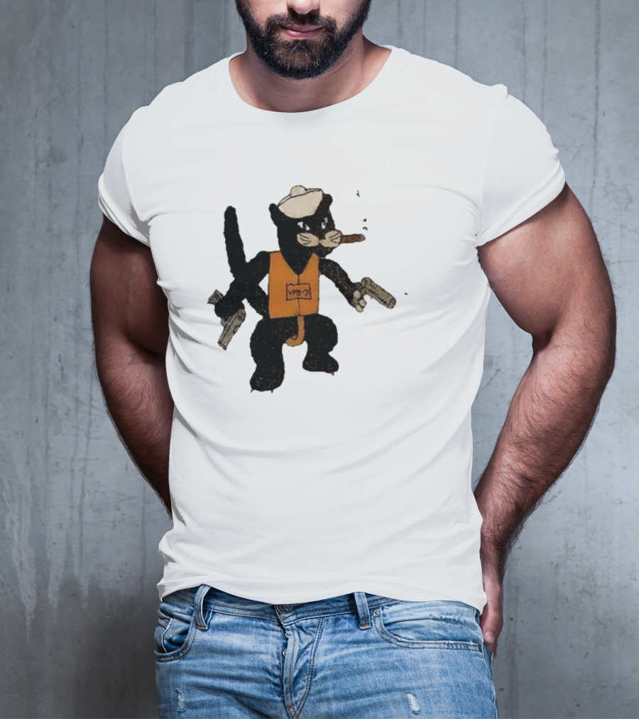 Dylan Cease's Cat Patrol Squadron VPB-71 Vintage Cartoon Panther With Guns And Cigar T-Shirt