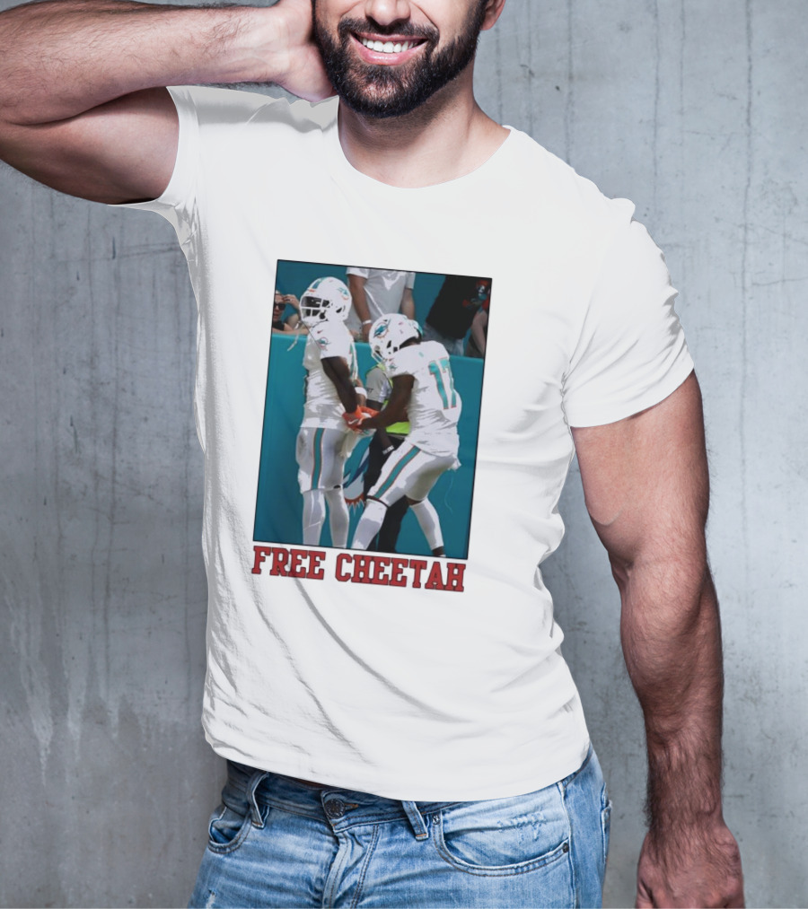 Free Cheetah Miami Dolphins Football Players T-Shirt