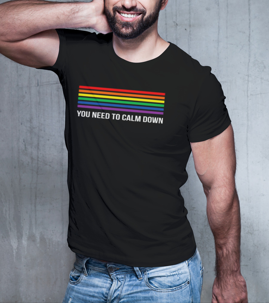 Gay Pride Rainbow Stripes You Need To Calm Down T-Shirt
