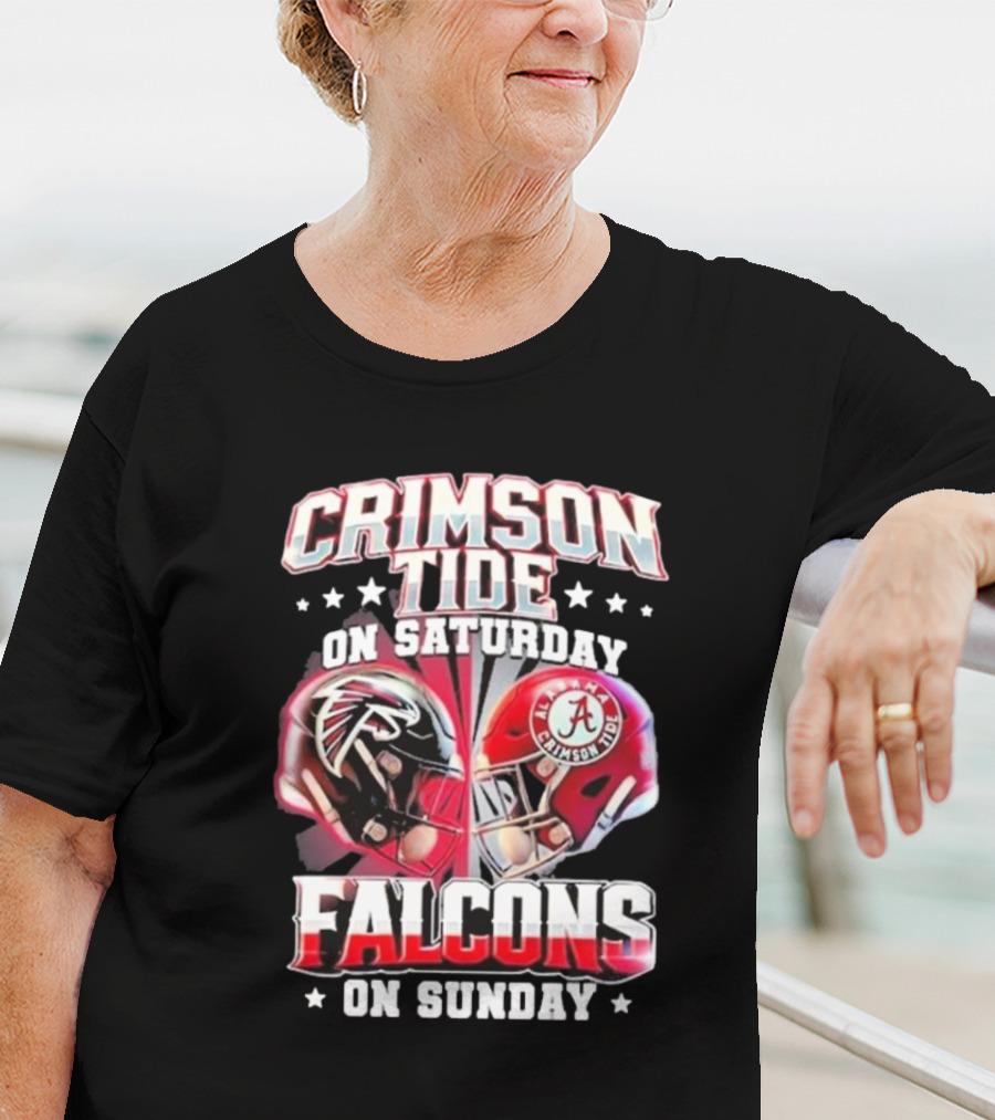 Crimson Tide On Saturday Falcons On Sunday Football Helmets T-Shirt