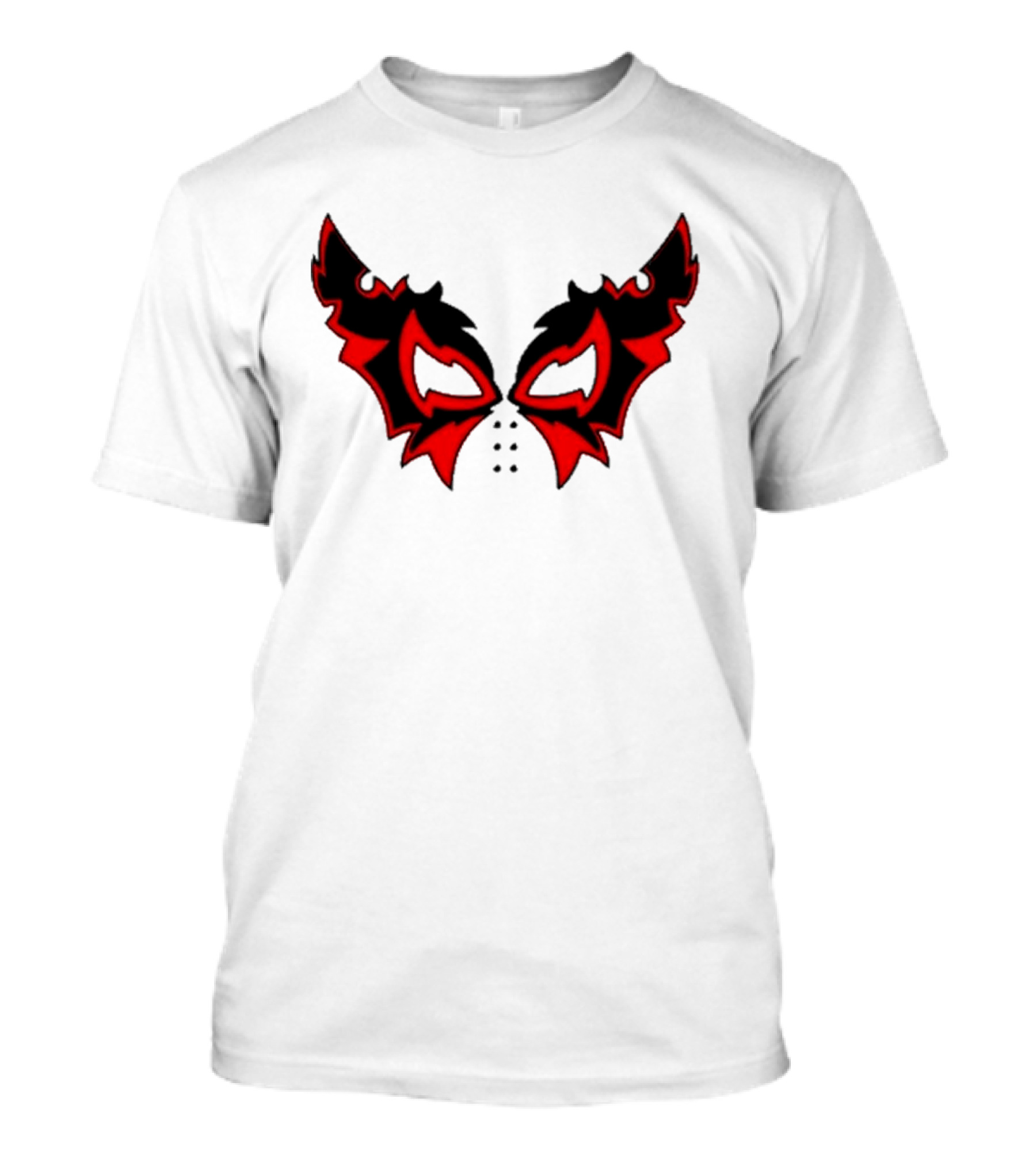 Hell Cat Mask Red And Black Winged T-Shirt