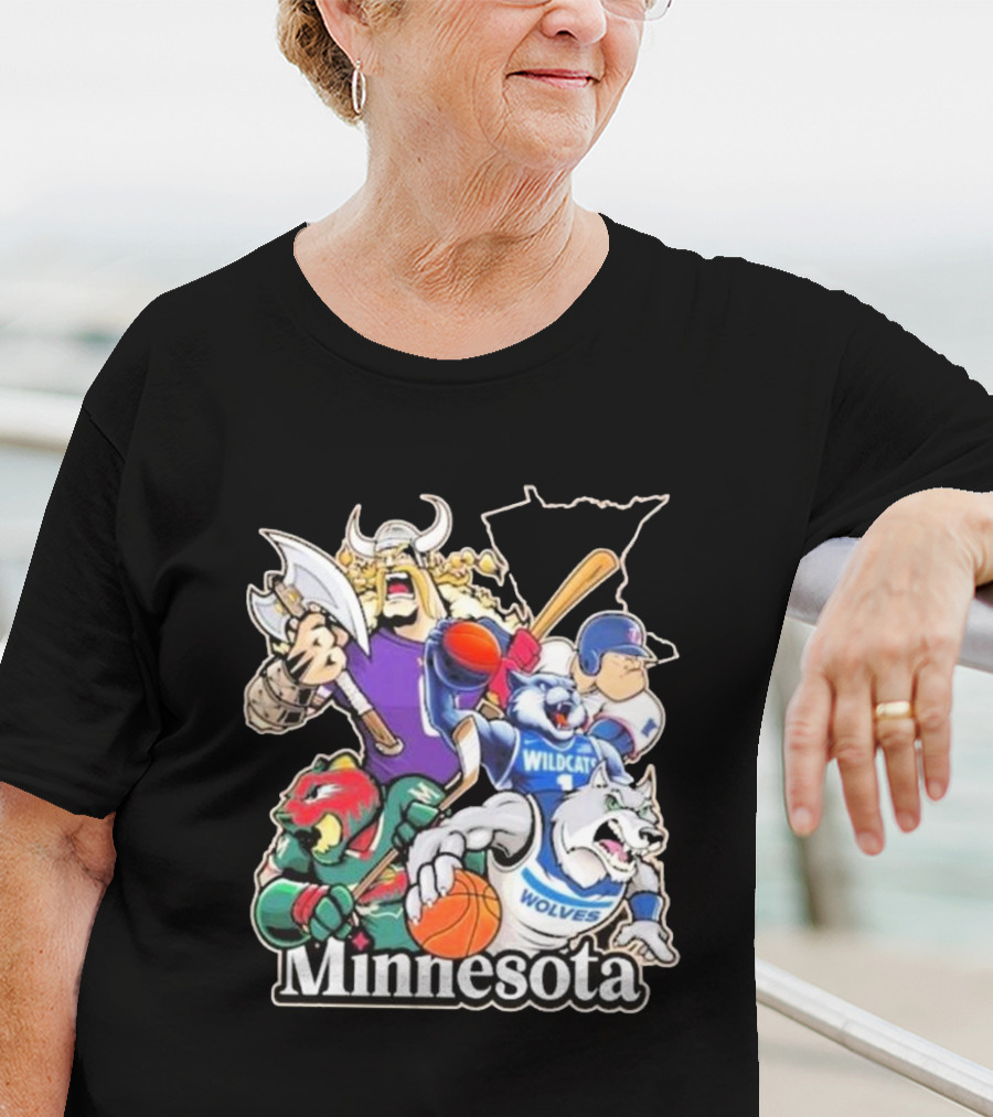 Minnesota Vikings Wildcat Wolves Sports Teams Mascots Vintage T-Shirt