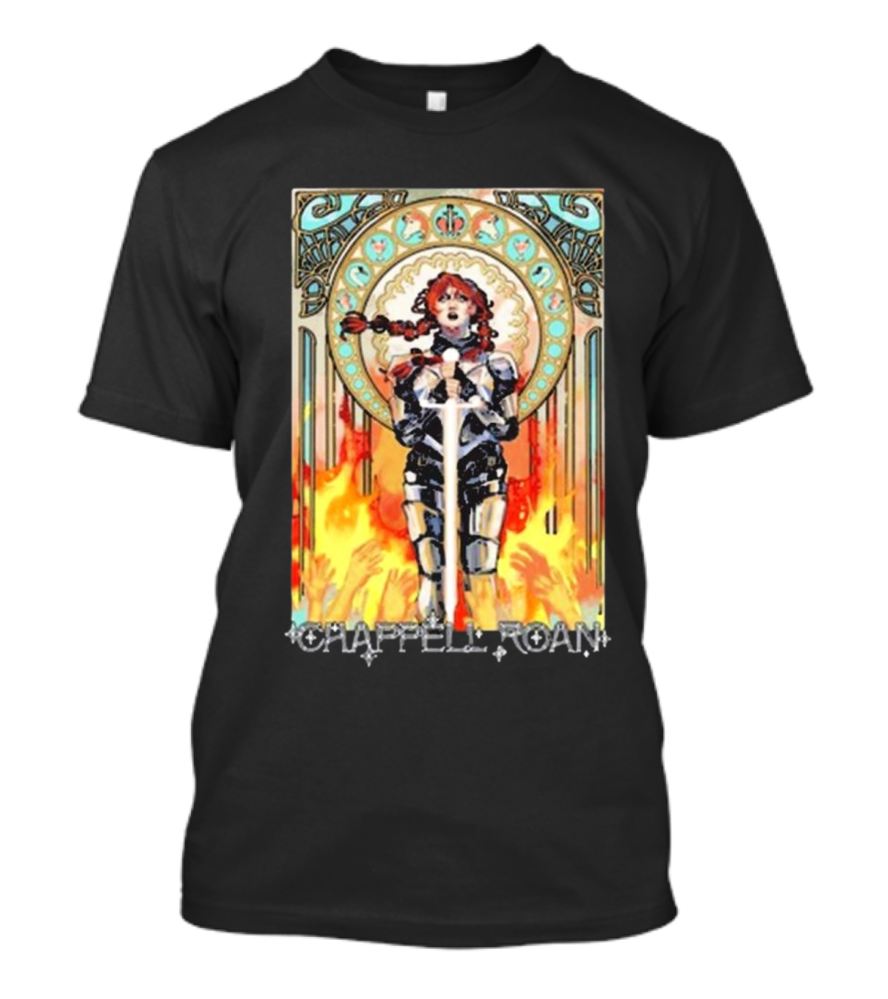 Chappell Roan Knight Armor Flame Background T-Shirt