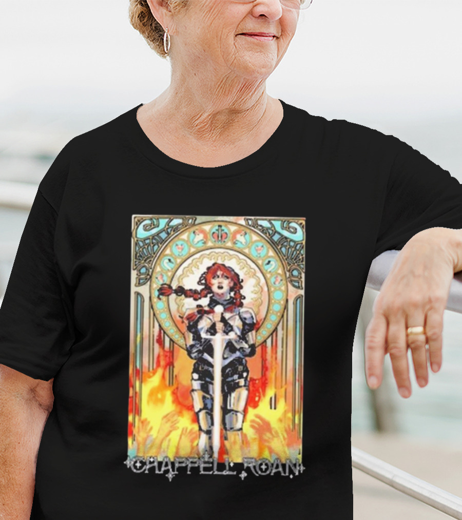 Chappell Roan Knight Armor Flame Background T-Shirt