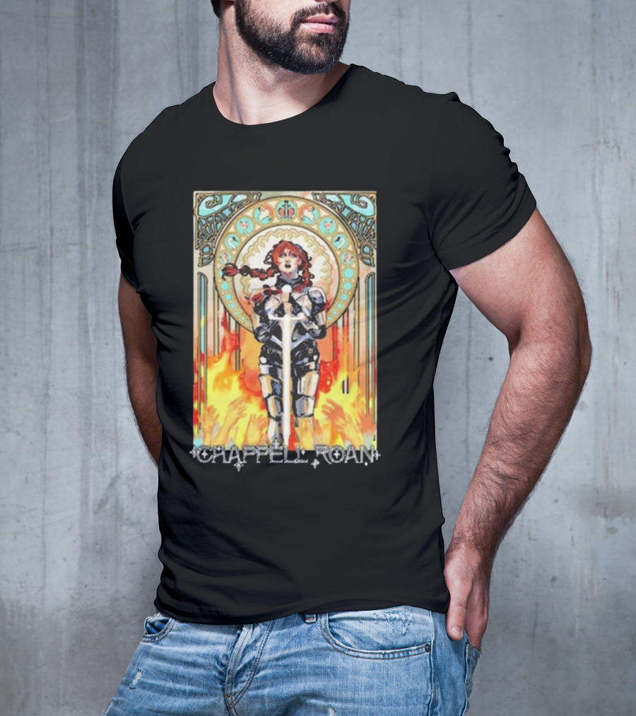 Chappell Roan Knight Armor Flame Background T-Shirt