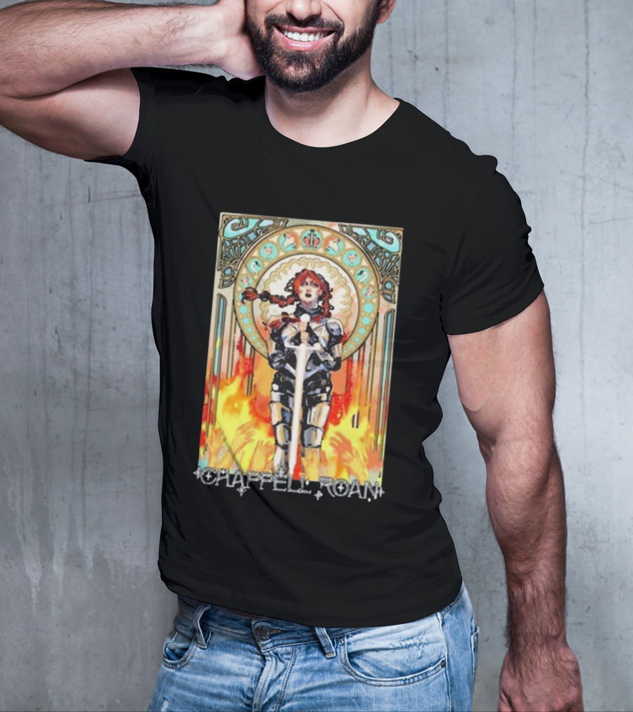 Chappell Roan Knight Armor Flame Background T-Shirt