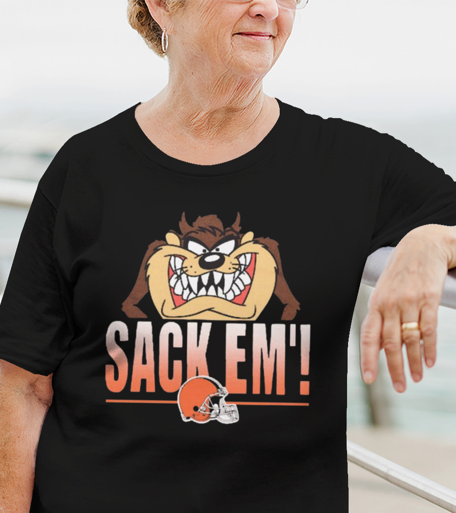 Looney Tunes Taz Sack Em’ Cleveland Browns NFL T-Shirt