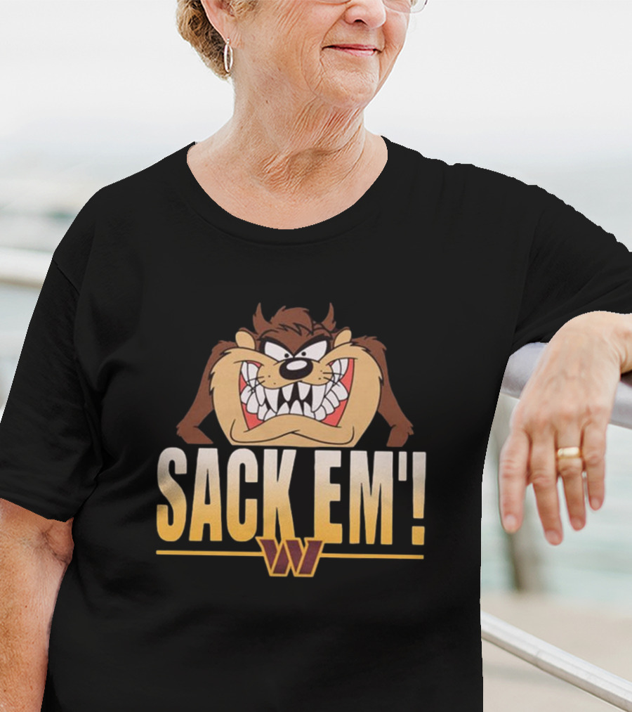 Looney Tunes Taz Sack Em’ Washington Commanders NFL T-Shirt