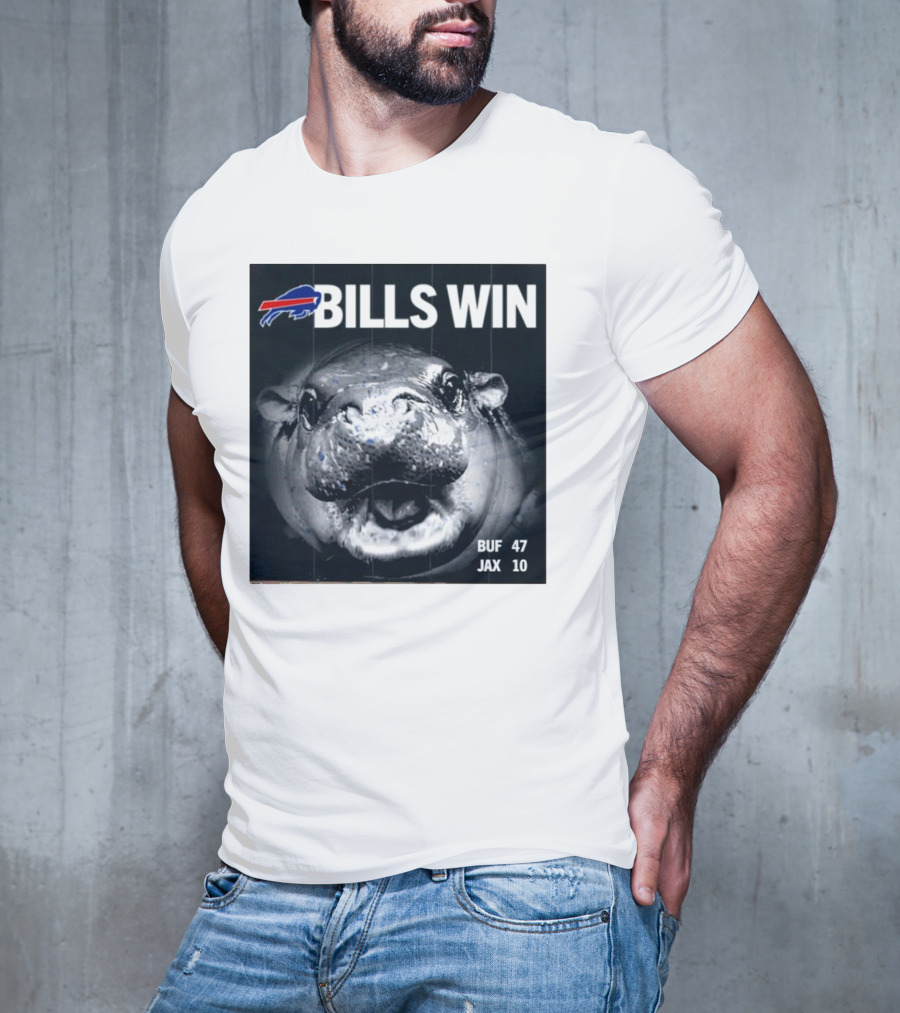 BILLS WIN Buffalo Bills Mafia GoBills Moodeng BUF 47 JAX 10 T-Shirt