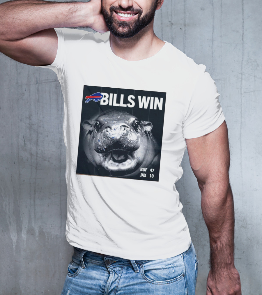 BILLS WIN Buffalo Bills Mafia GoBills Moodeng BUF 47 JAX 10 T-Shirt