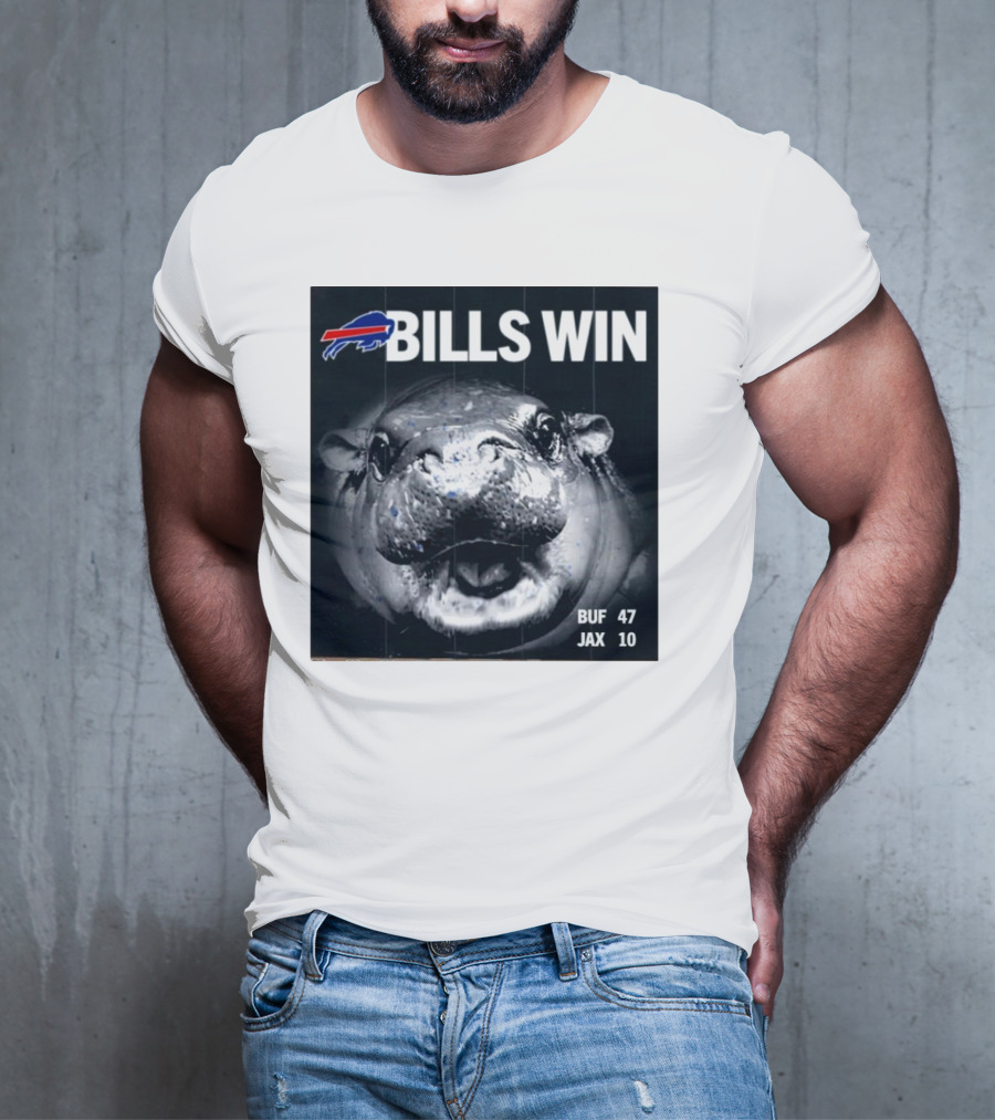 BILLS WIN Buffalo Bills Mafia GoBills Moodeng BUF 47 JAX 10 T-Shirt