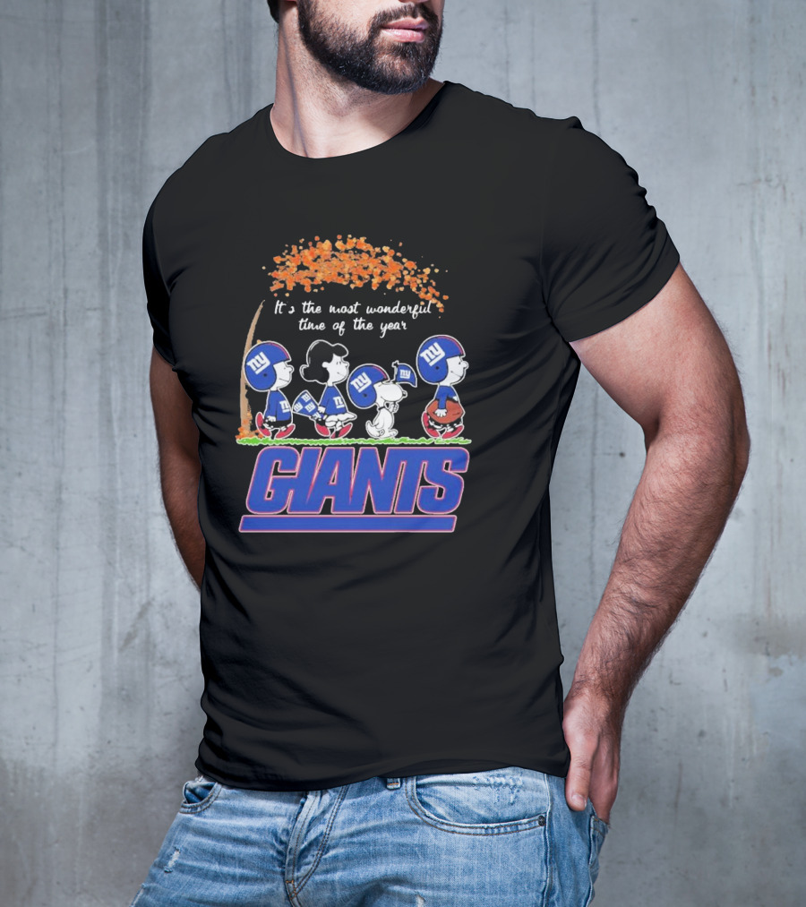 Peanuts Characters New York Giants Most Wonderful Time Of The Year Giants T-Shirt