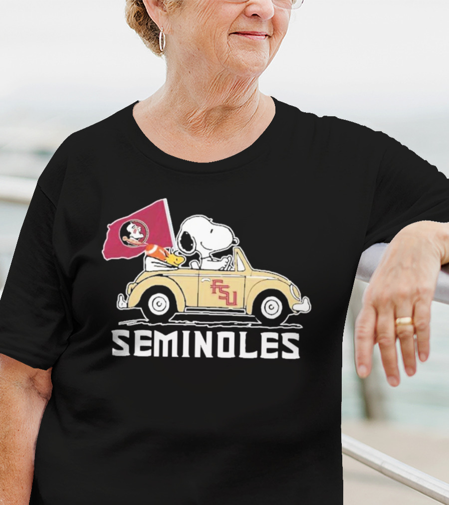 Peanuts Snoopy And Woodstock Florida State Seminoles FSU Car Seminoles T-Shirt