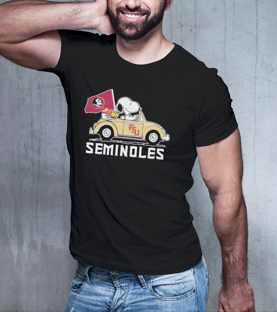 Peanuts Snoopy And Woodstock Florida State Seminoles FSU Car Seminoles T-Shirt