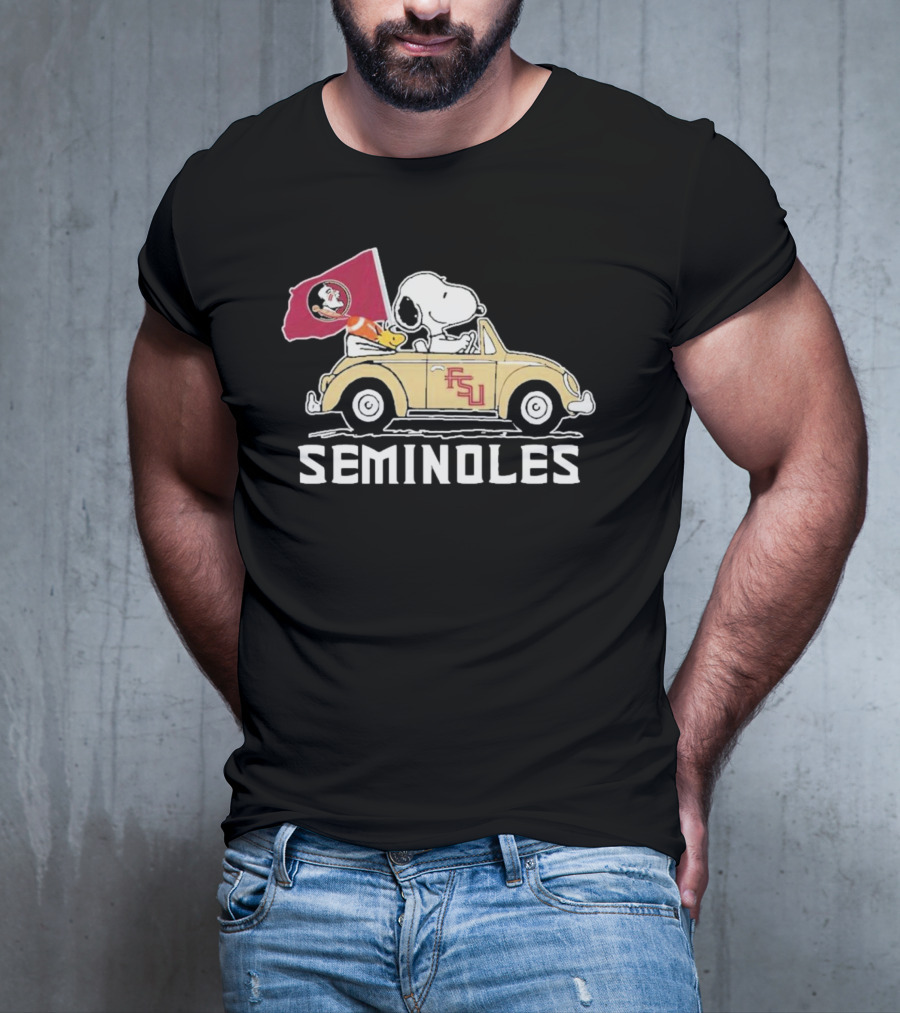 Peanuts Snoopy And Woodstock Florida State Seminoles FSU Car Seminoles T-Shirt