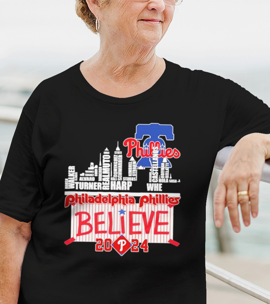 Philadelphia Phillies Believe Skyline Players Names October T-Shirt