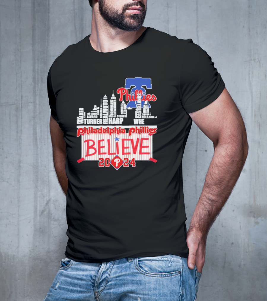 Philadelphia Phillies Believe Skyline Players Names October T-Shirt