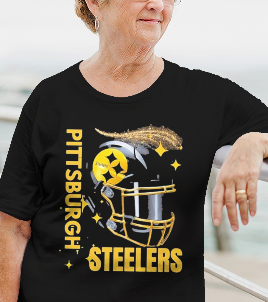 Pittsburgh Steelers Glitter Helmet Football Team T-Shirt