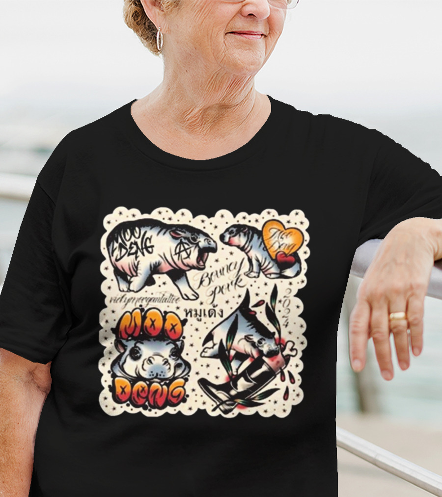 Vicky Morgan Tattoo Art Moo Deng Bouncy Pork T-Shirt