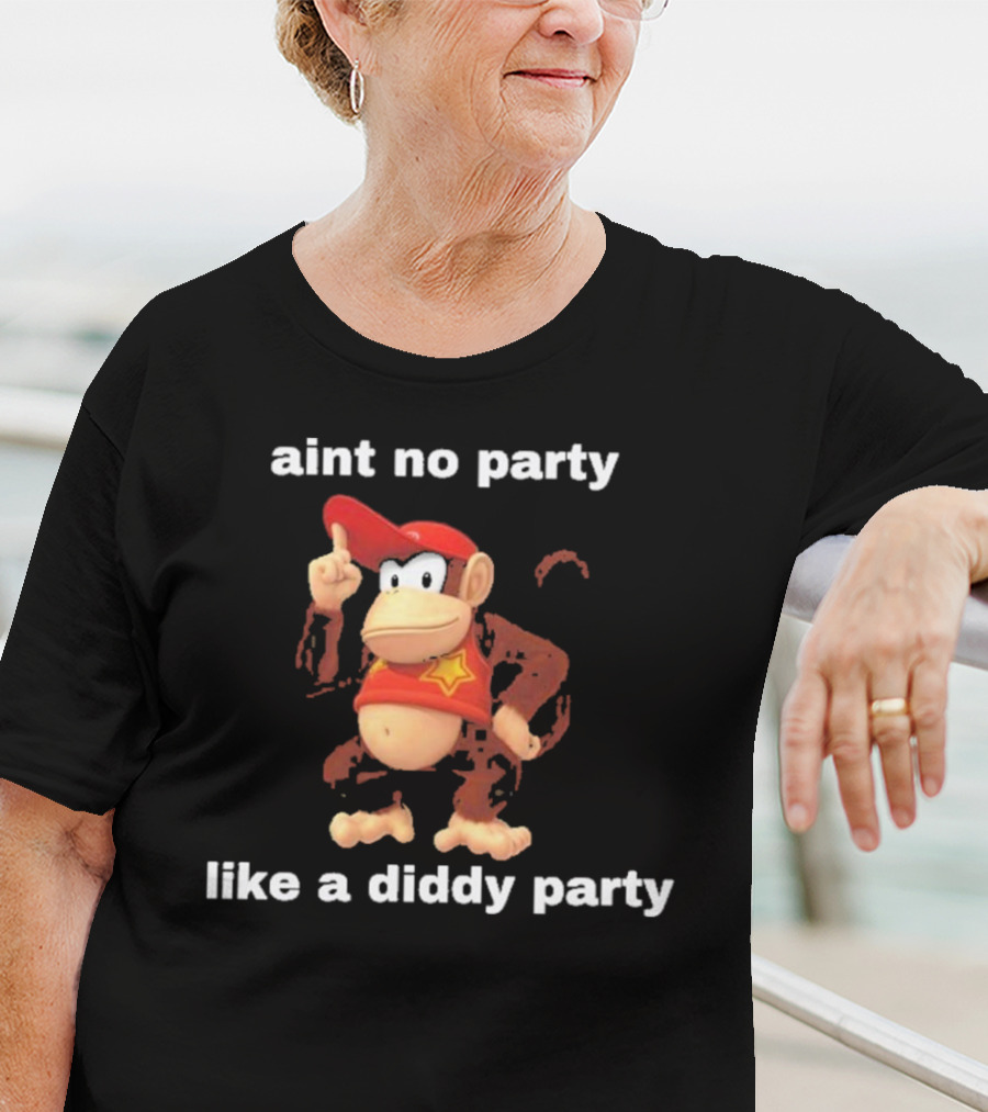 Aint No Party Like A Diddy Party Funny Meme Monkey With Red Hat And Star T-Shirt