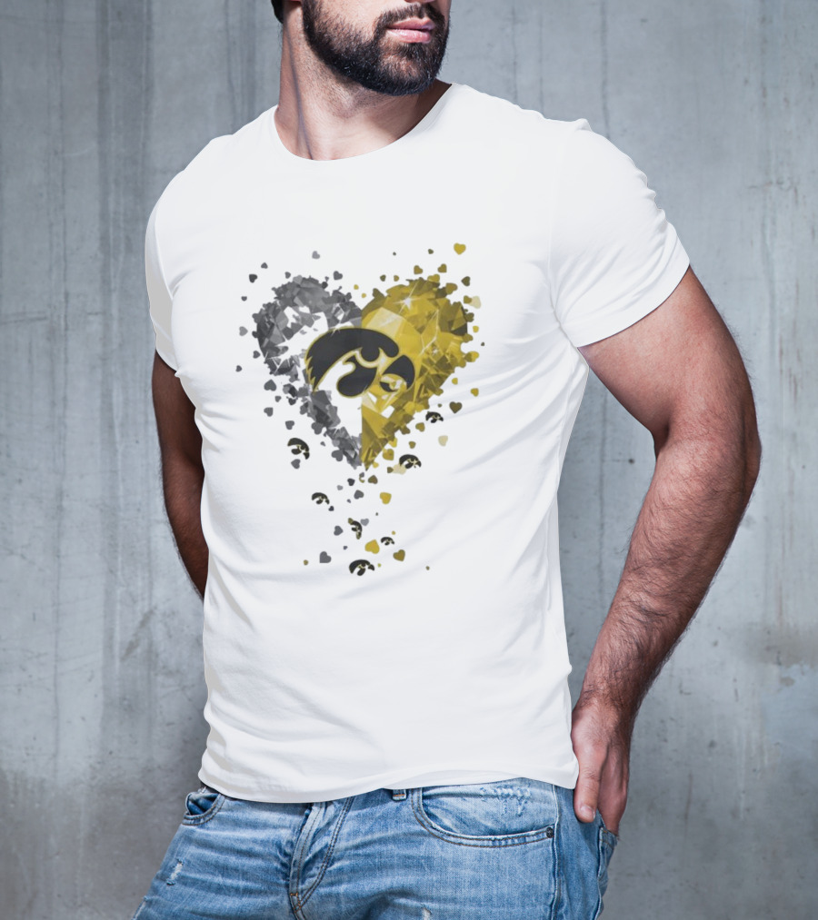 Heart Diamonds Crystal Hawkeyes Iowa Heart T-Shirt