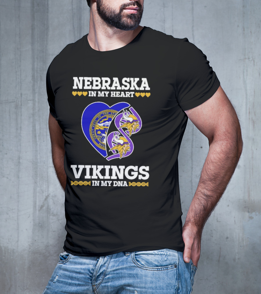 Nebraska In My Heart Vikings In My DNA State Seal Vikings T-Shirt