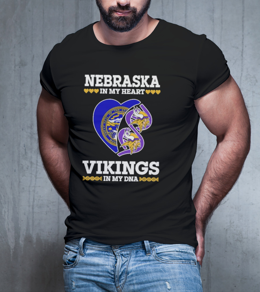 Nebraska In My Heart Vikings In My DNA State Seal Vikings T-Shirt