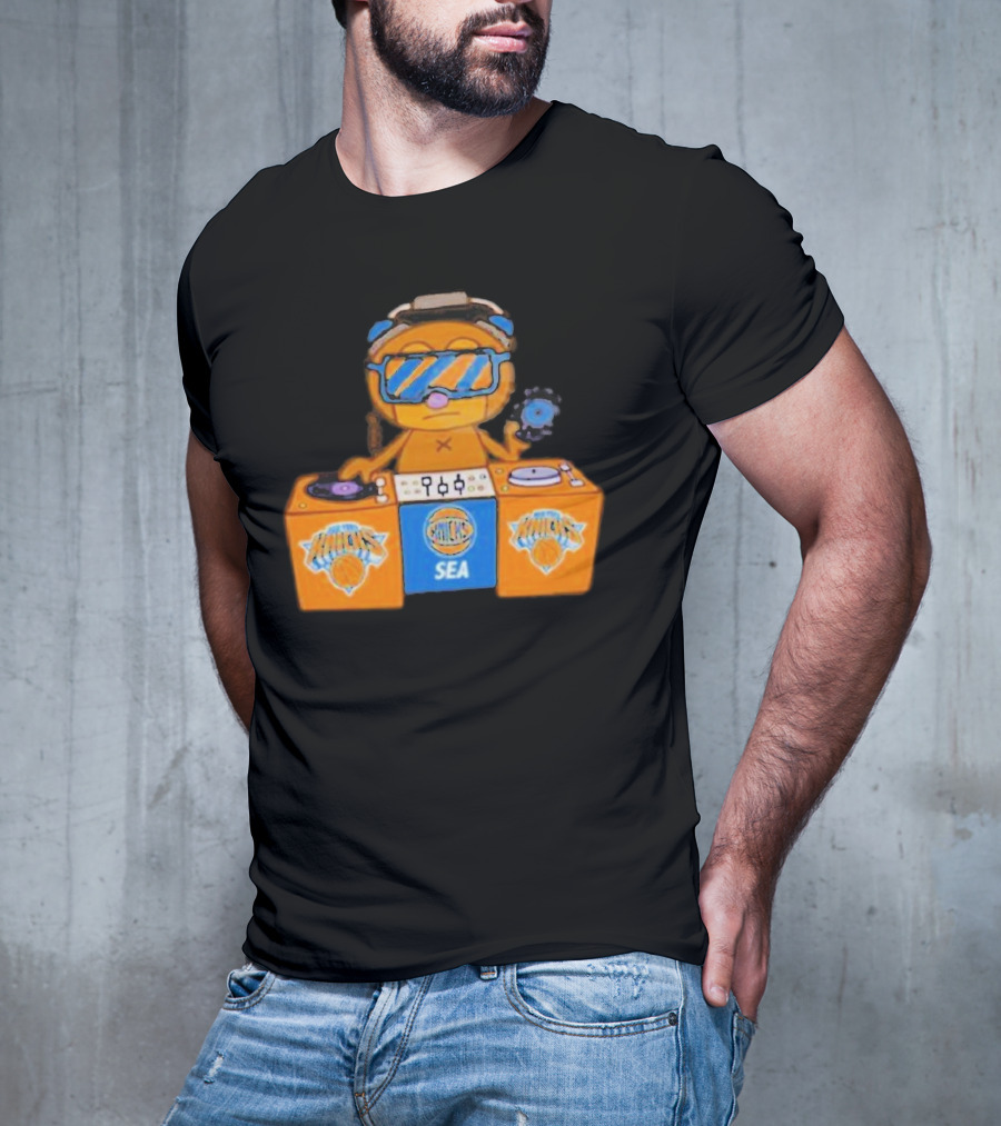 NY Knicks SEA X Parappa The Rapper DJ Setup T-Shirt