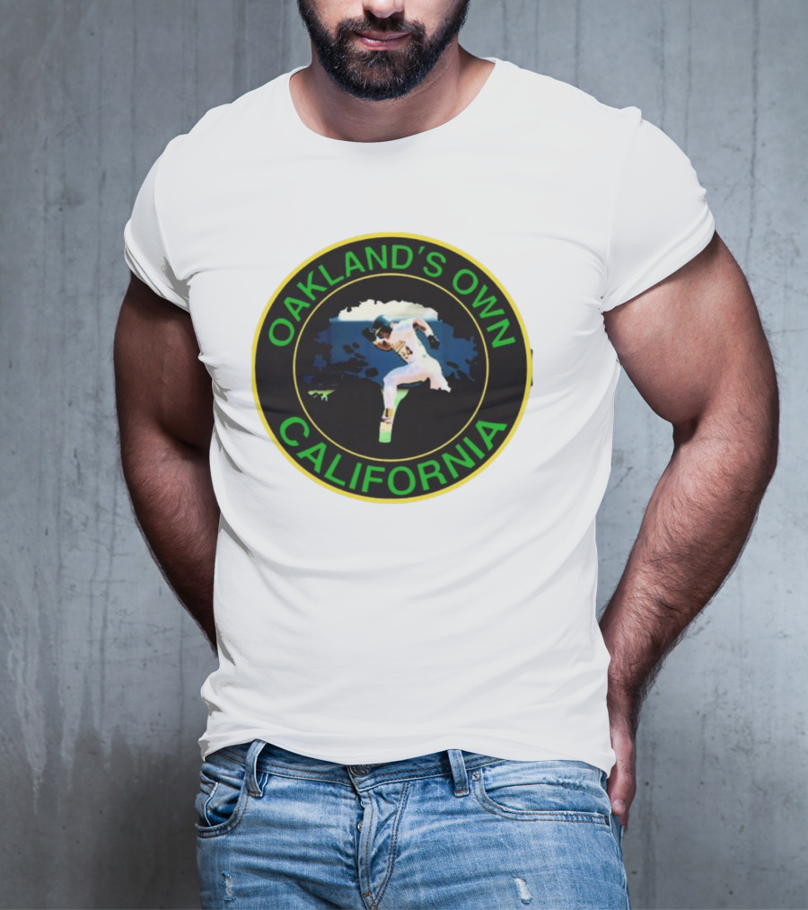 Oakland’s Own California Baseball Player Icon In Green And Yellow Circle T-Shirt