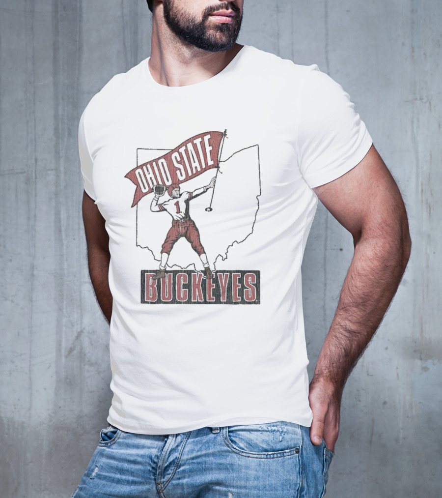Ohio State Buckeyes Player #1 Vintage Football Home Territory T-Shirt