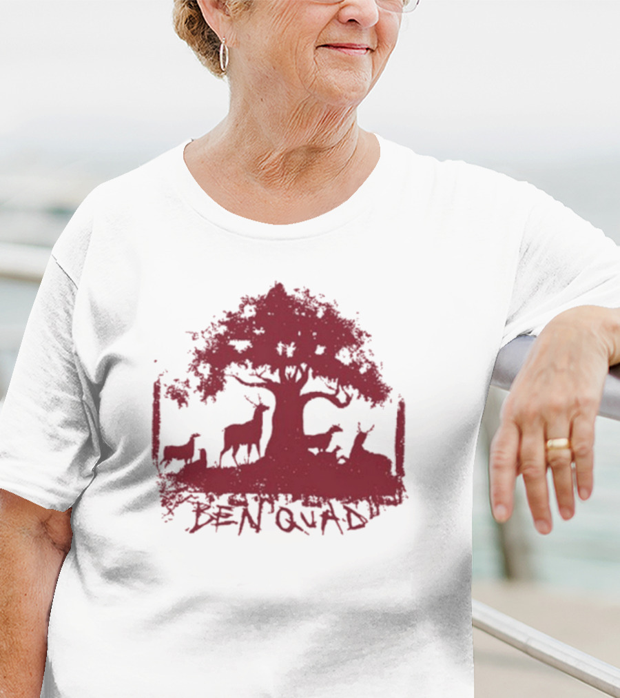 Ben Quad Deer Under Red Tree Natural Pure Noise T-Shirt