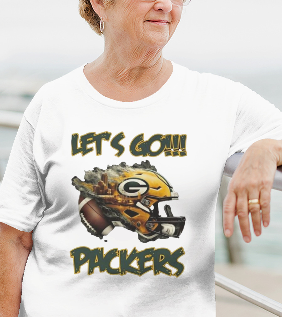 Let’s Go Packers Helmet Green Bay Football Match T-Shirt