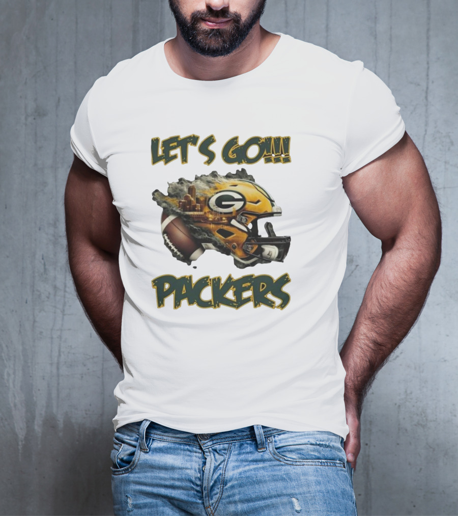 Let’s Go Packers Helmet Green Bay Football Match T-Shirt