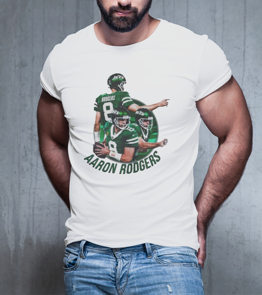 Aaron Rodgers New York Jets NFL Quarterback Number 8 T-Shirt