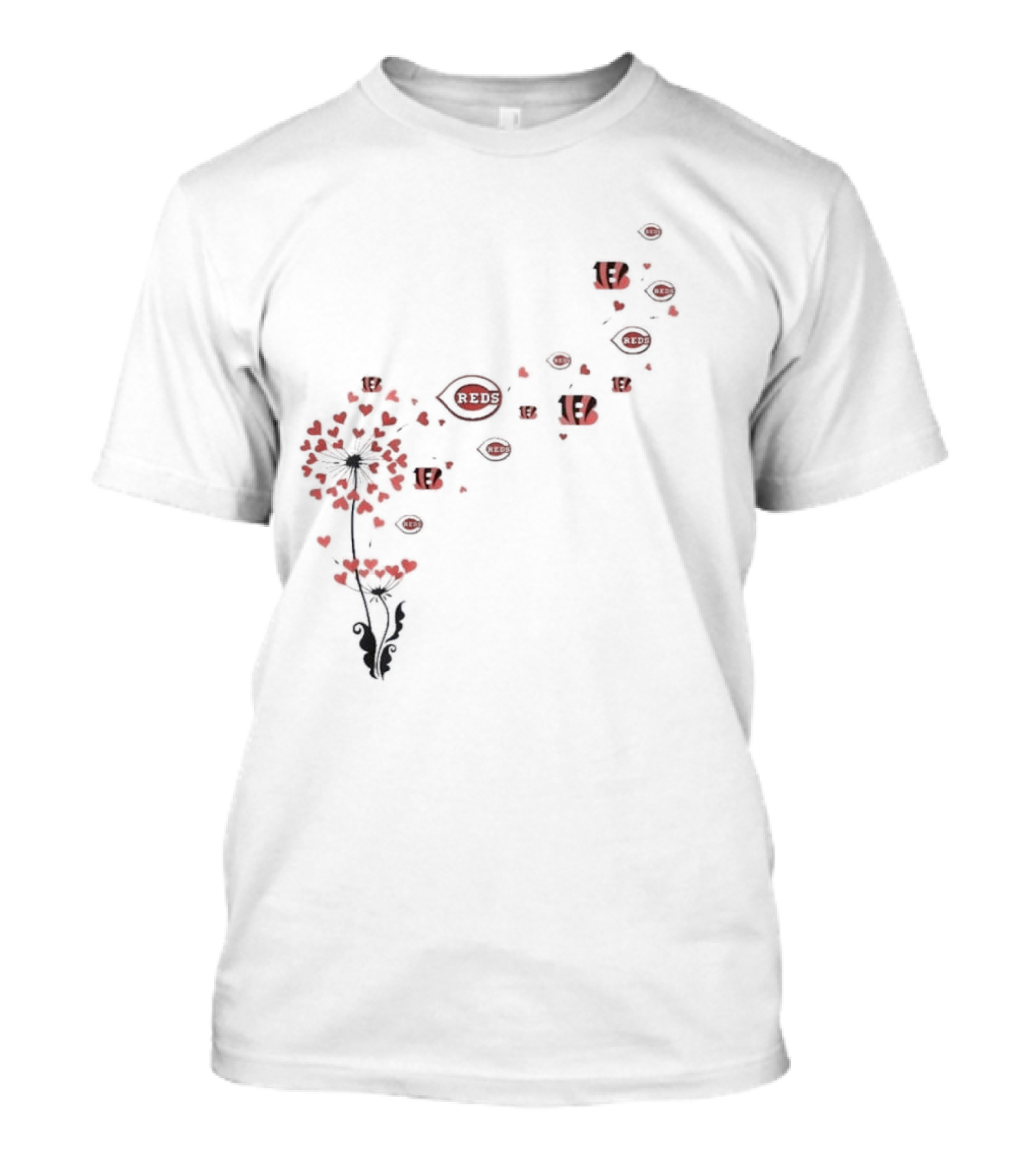 Cincinnati Reds Bengals Floral Dandelion Sports T-Shirt