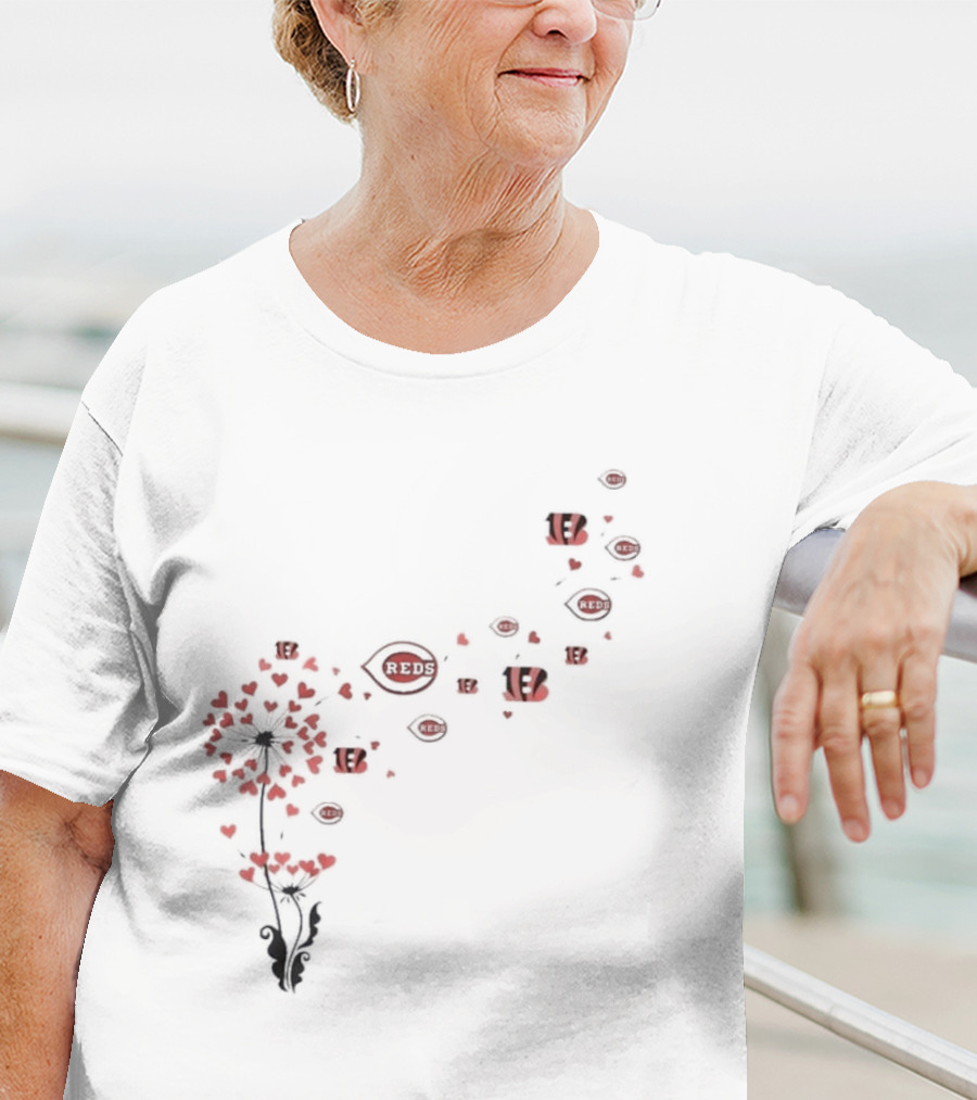 Cincinnati Reds Bengals Floral Dandelion Sports T-Shirt
