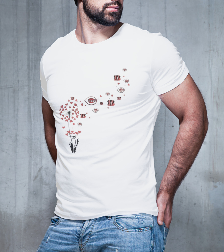 Cincinnati Reds Bengals Floral Dandelion Sports T-Shirt