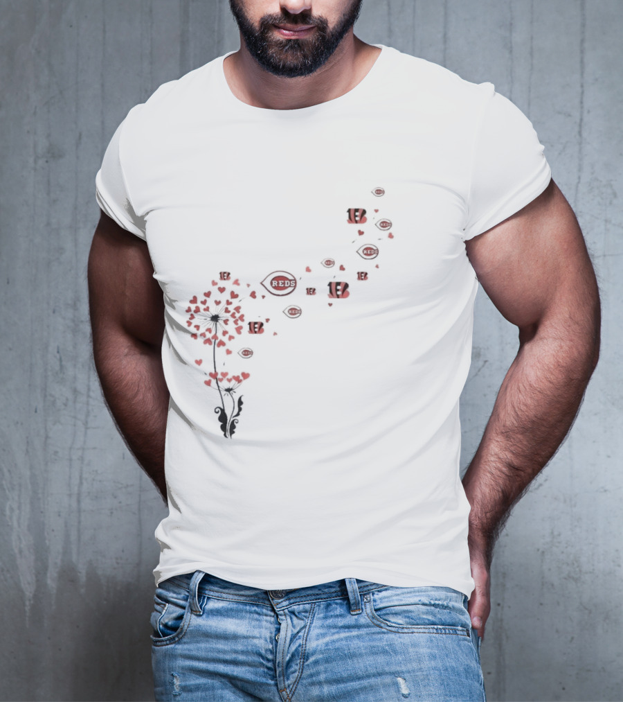 Cincinnati Reds Bengals Floral Dandelion Sports T-Shirt
