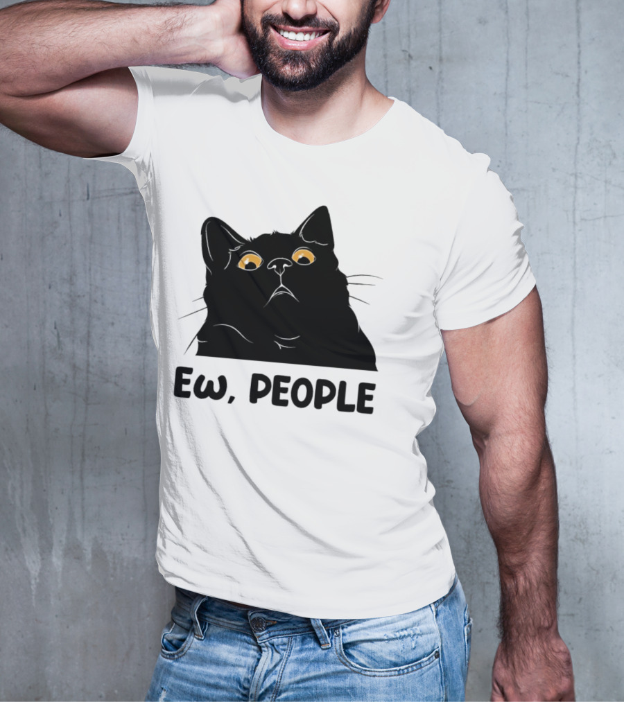 Ew People Cat Black Silhouette With Yellow Eyes T-Shirt